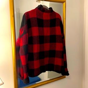 Tahari plaid mock neck sweater with roll sleeve
